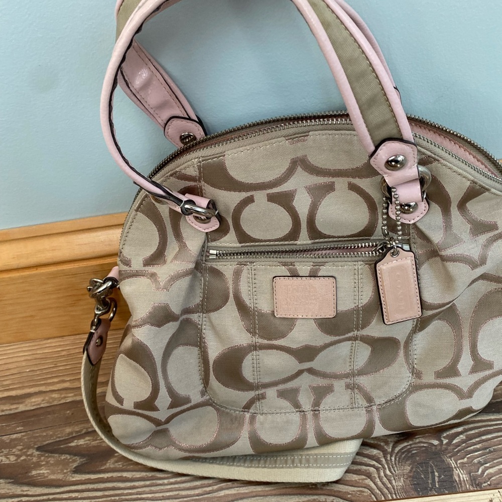 Pink and Beige Coach Purse